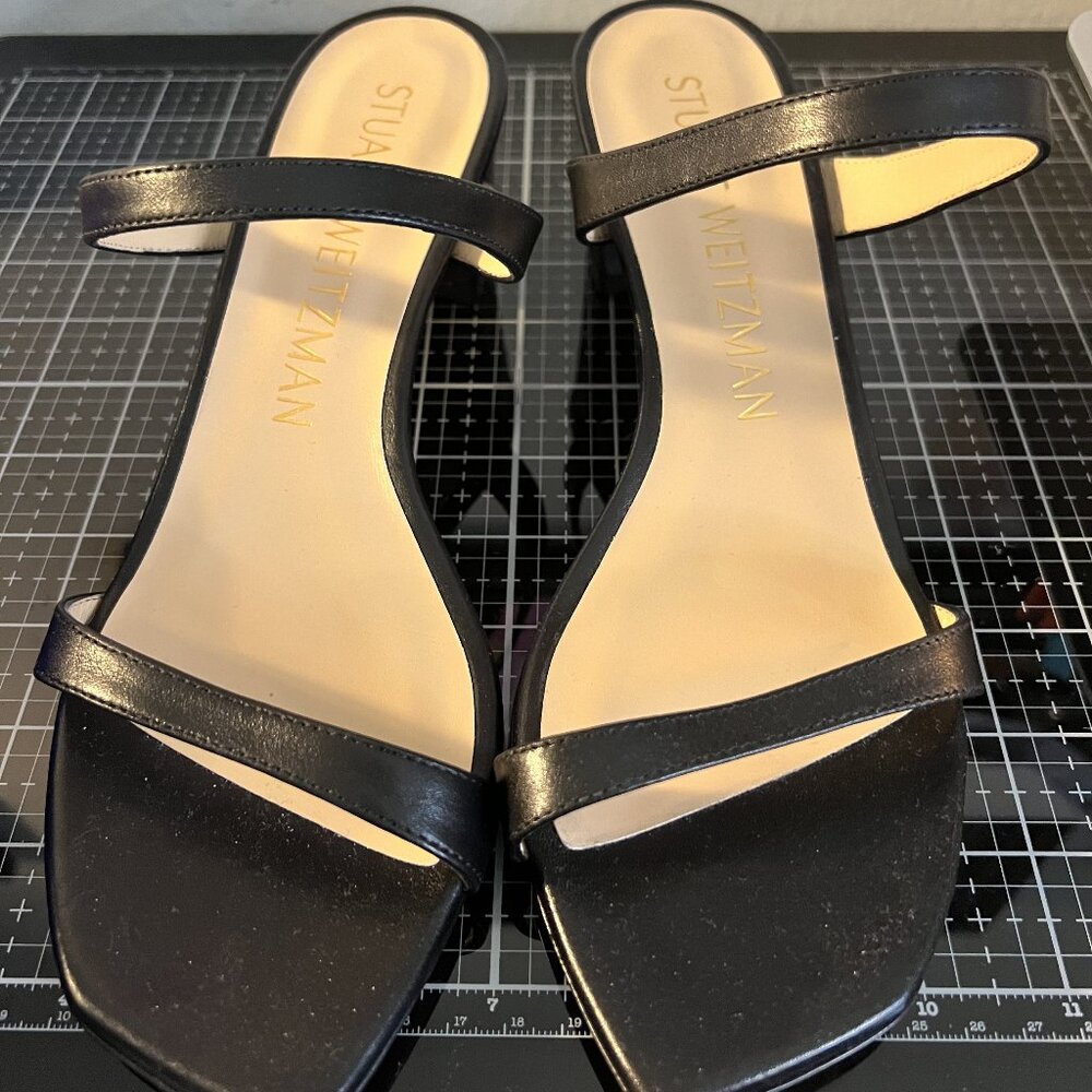 Stuart Weitzman  Aleena 50 Block Slide. 9B Black